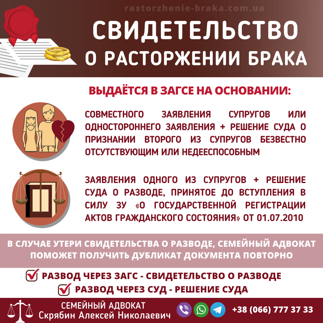 Свидетельство о расторжении брака