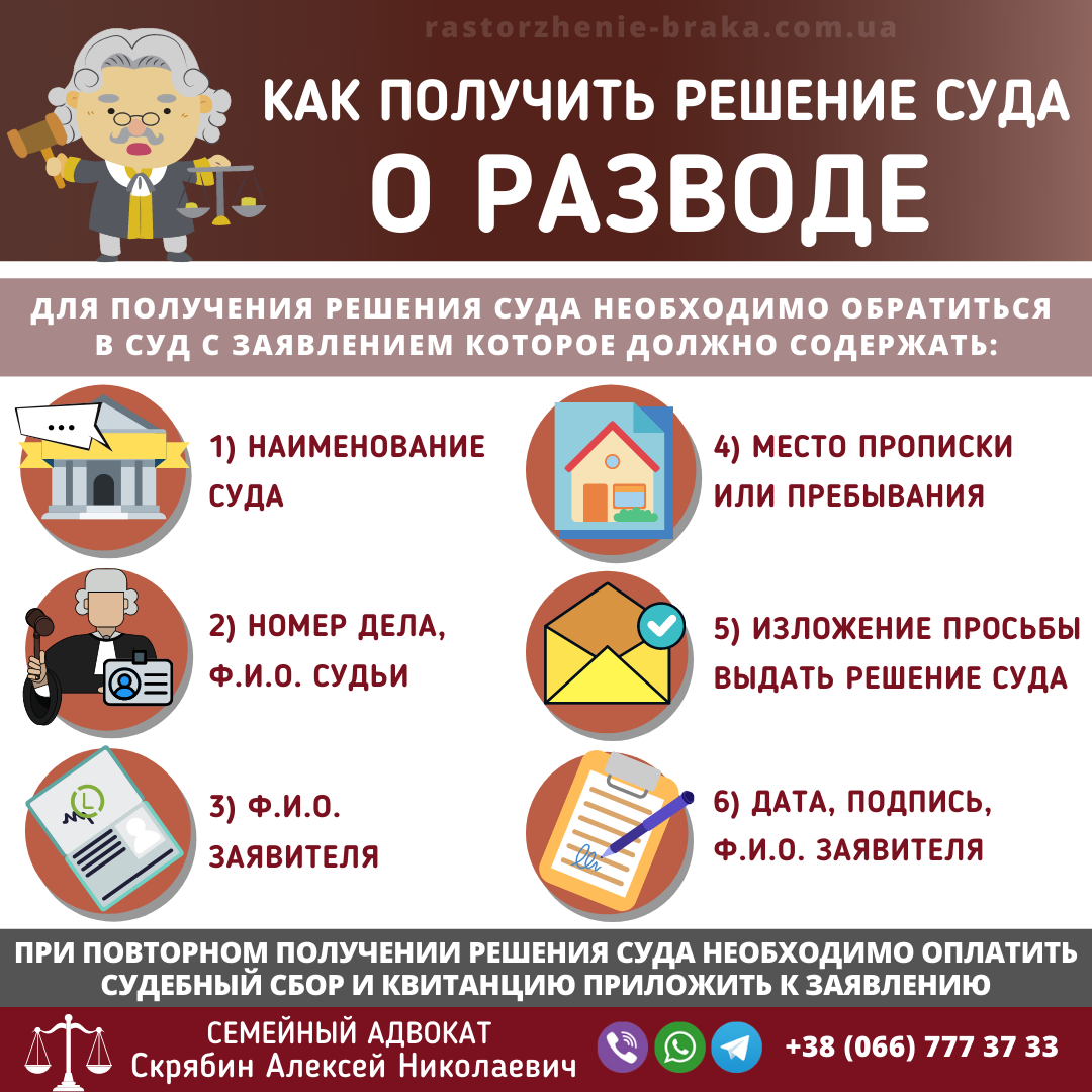 Как получить решение суда о разводе