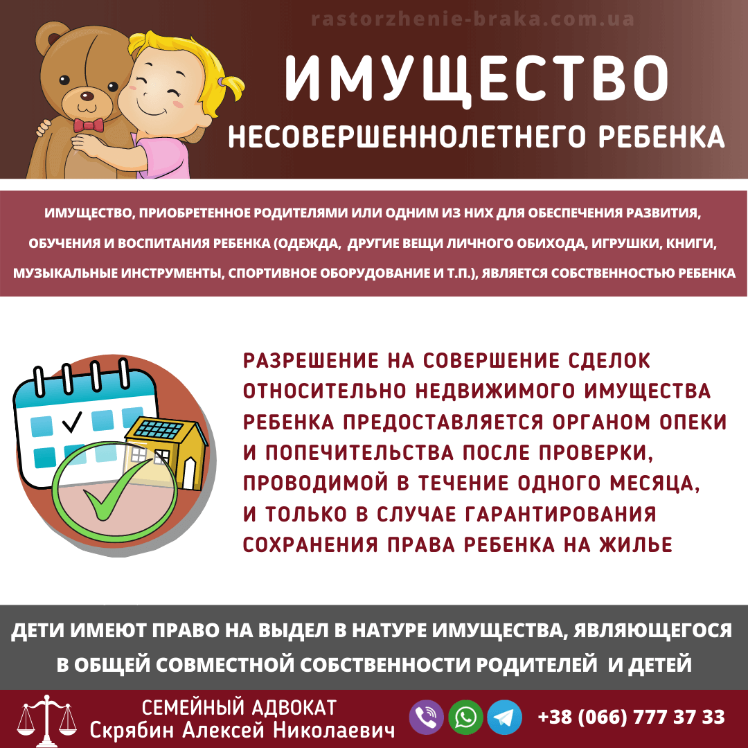 Имущество несовершеннолетнего ребенка Имущество несовершеннолетнего ребенка